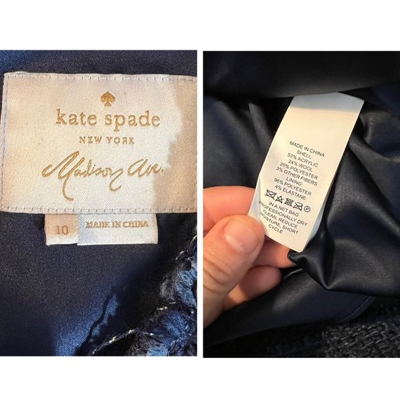 NEW Kate Spade Jasmeen Blue Metallic Wool Tweed Blend Sleeveless Dress Size 10 - Picture 8 of 9